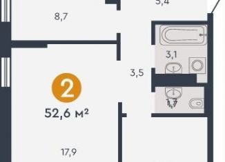 Продам 2-ком. квартиру, 52.6 м2, Екатеринбург, метро Машиностроителей