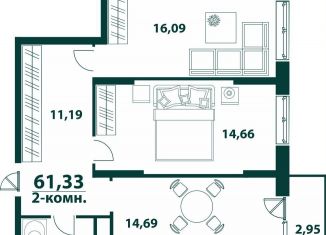 Двухкомнатная квартира на продажу, 61.3 м2, Ульяновск, Засвияжский район, жилой комплекс Аквамарин-2, 3