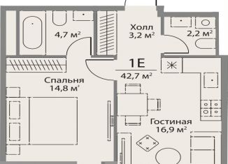 Однокомнатная квартира на продажу, 42.7 м2, Москва, метро Мичуринский проспект, улица Лобачевского, 124к3А