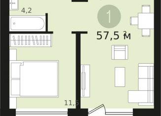 Продам 1-комнатную квартиру, 57.5 м2, Новосибирск, улица Аэропорт, 88