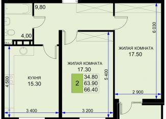Продам 2-комнатную квартиру, 66.4 м2, Краснодарский край, Екатерининская улица, 5к2