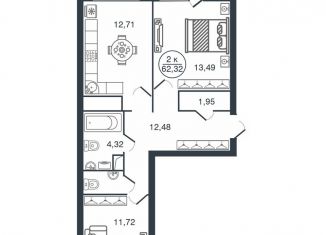 Продаю 2-ком. квартиру, 64.1 м2, Тверь