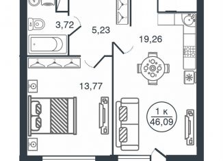 Продается 1-комнатная квартира, 37.3 м2, Тверь, Московский район