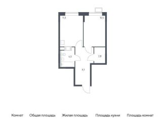 Продается 1-комнатная квартира, 38.3 м2, деревня Середнево, жилой комплекс Цветочные Поляны Экопарк, к2