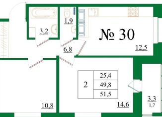 Продается 2-ком. квартира, 51.5 м2, Ленинградская область, Медицинский проезд