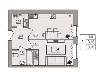 Продам 1-комнатную квартиру, 34 м2, Волгоград, улица Землячки, 84