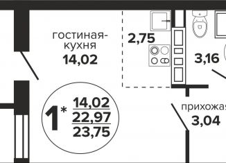 Продаю квартиру студию, 23.8 м2, Краснодар, Российская улица, 257/7лит1