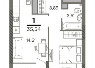 Продам 1-ком. квартиру, 35.5 м2, Рязань, Октябрьский район