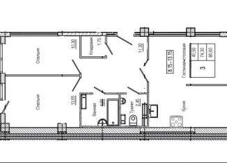 Продается трехкомнатная квартира, 80.6 м2, Волгоград, Советский район