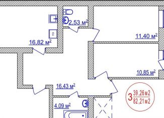 Продается 3-ком. квартира, 82.2 м2, Республика Башкортостан, улица Лётчиков, 1/9