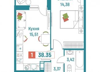 Продается однокомнатная квартира, 38.4 м2, Мурино, ЖК Графика