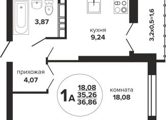 Продается 1-ком. квартира, 36.9 м2, Краснодар, Российская улица, 257/7лит1, Прикубанский округ