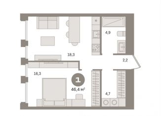 Продажа 1-комнатной квартиры, 46.4 м2, Москва, Дубининская улица, вл59к2, метро Серпуховская