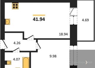 Продаю однокомнатную квартиру, 41.9 м2, Богучар