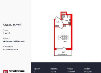 Квартира на продажу студия, 24.5 м2, Санкт-Петербург, метро Московская, 1-й Предпортовый проезд, 1