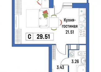 Продается квартира студия, 29.5 м2, Мурино, ЖК Урбанист