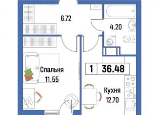 Продам 1-ком. квартиру, 36.5 м2, Мурино, ЖК Урбанист