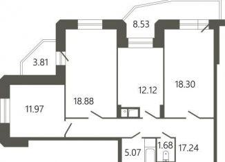 Продам трехкомнатную квартиру, 91.6 м2, Подольск, Советская улица, 18к2