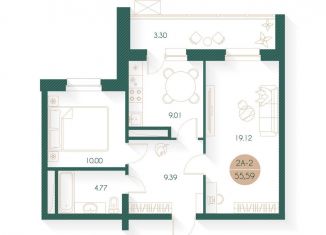 Продажа 2-комнатной квартиры, 55.6 м2, Татарстан