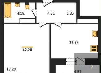 Продам однокомнатную квартиру, 42.2 м2, Воронеж