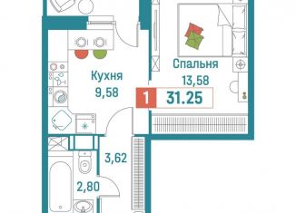 Продам 1-ком. квартиру, 31.3 м2, Мурино, ЖК Графика