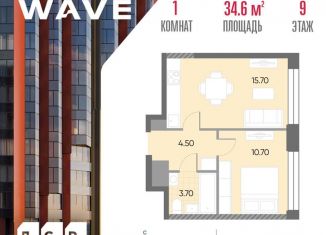 Продам 1-ком. квартиру, 34.6 м2, Москва, метро Борисово