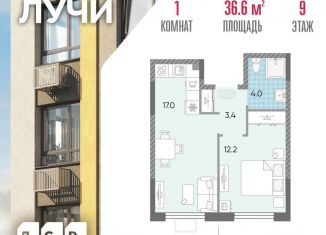 Продается 1-комнатная квартира, 36.6 м2, Москва, ЗАО