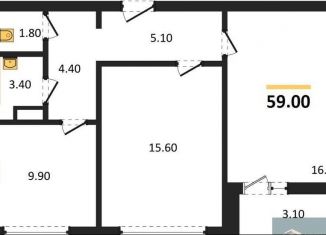 Двухкомнатная квартира на продажу, 59 м2, Воронеж, улица Шишкова, 140Б/6, Центральный район