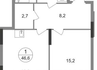 Продается 1-комнатная квартира, 46.6 м2, Московский