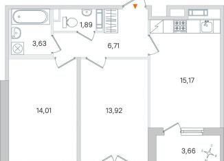 Продается 2-ком. квартира, 57.2 м2, Пушкин