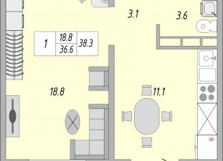 Продаю 1-комнатную квартиру, 38.3 м2, Оренбург, ЖК Акварель