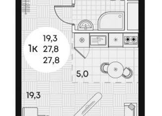 Продаю квартиру студию, 27.8 м2, посёлок городского типа Яблоновский