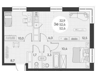 Продается 2-комнатная квартира, 52.6 м2, посёлок городского типа Яблоновский