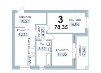 Продается 2-ком. квартира, 78.4 м2, посёлок Рощино