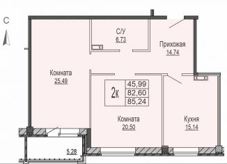 Продается 2-комнатная квартира, 88.2 м2, Ярославль, Кировский район, Которосльная набережная, 57