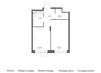 Продажа 1-комнатной квартиры, 34.4 м2, Московская область, жилой квартал Новоград Павлино, к34