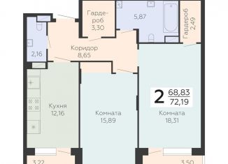 Продаю 2-комнатную квартиру, 72.2 м2, Воронеж, Коминтерновский район