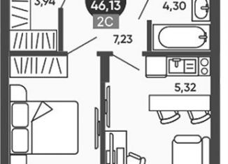 2-ком. квартира на продажу, 44.3 м2, Новосибирск, Новоуральская улица, 10