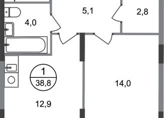 Продается 1-ком. квартира, 38.8 м2, Москва, деревня Рассказовка, 2