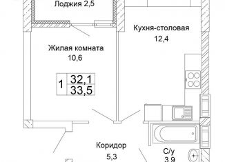 Продажа 1-комнатной квартиры, 33.5 м2, Волгоград