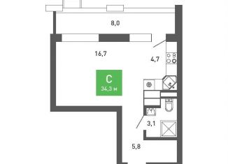 Продается квартира студия, 34.3 м2, Воронеж, Железнодорожный район