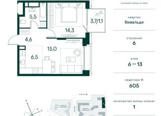 Продам 1-ком. квартиру, 47 м2, Москва, район Покровское-Стрешнево