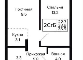2-комнатная квартира на продажу, 38.9 м2, Новосибирск, метро Золотая Нива, Красносельская улица