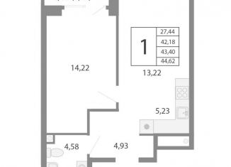 Продаю двухкомнатную квартиру, 43.4 м2, Екатеринбург, метро Проспект Космонавтов