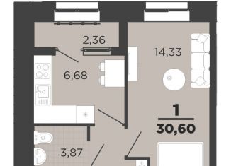 Продается однокомнатная квартира, 30.6 м2, Рязань, ЖК Юный