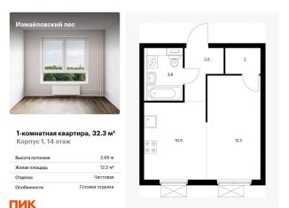 Продам 1-ком. квартиру, 32.3 м2, Балашиха, ЖК Измайловский Лес