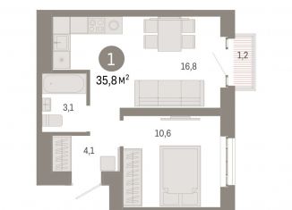 Продажа 1-комнатной квартиры, 35.8 м2, Москва