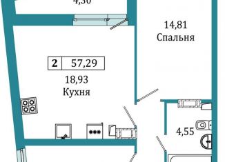 Продам двухкомнатную квартиру, 57.3 м2, Ленинградская область, Екатерининская улица, 16/5