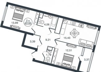 Продажа 2-ком. квартиры, 63.7 м2, Тверь