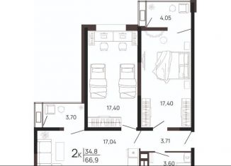 Продаю 2-комнатную квартиру, 66.9 м2, Краснодарский край, Парковая улица, 79к1